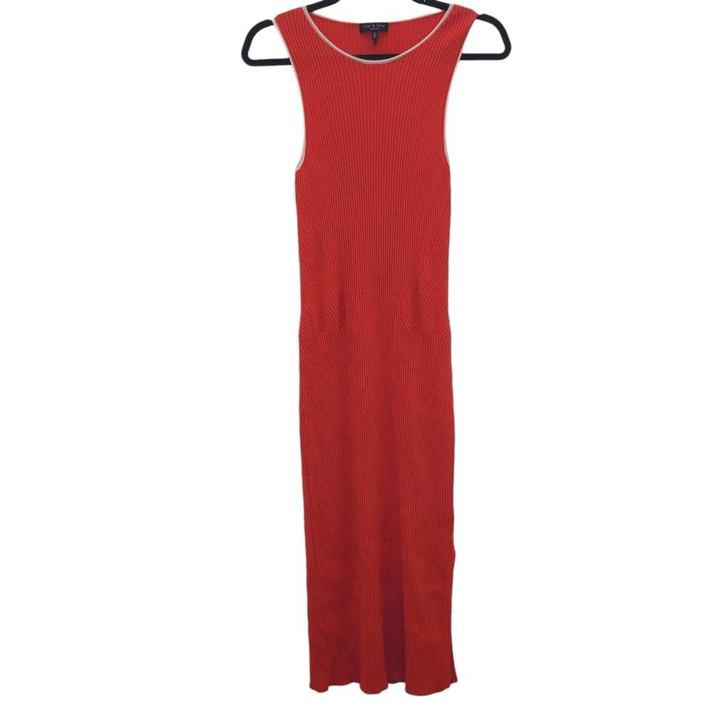Rag & Bone Kishi Seamless Tank Dress Orange Flame Medium